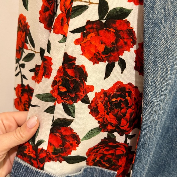 Alice and Olivia | Sold Out Rose and Denim Blazer - Picture 2 of 4